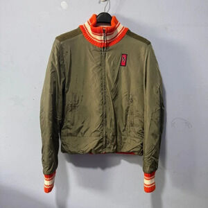 Vintage Salad‎ green/orange jacket coat  full zip knit size M EUC